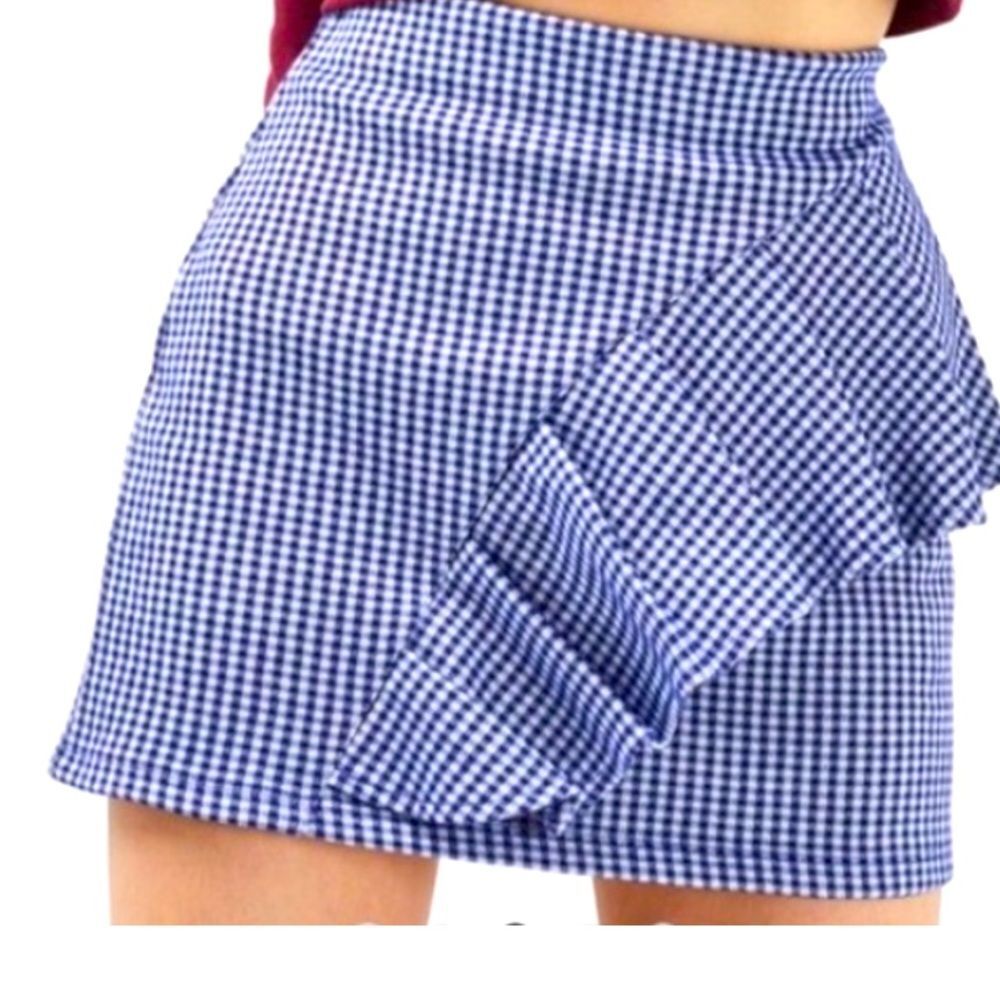 Topshop Blue Gingham Ruffle Mini Skirt | Ruffled MiniSkirt woman’s juniors 6